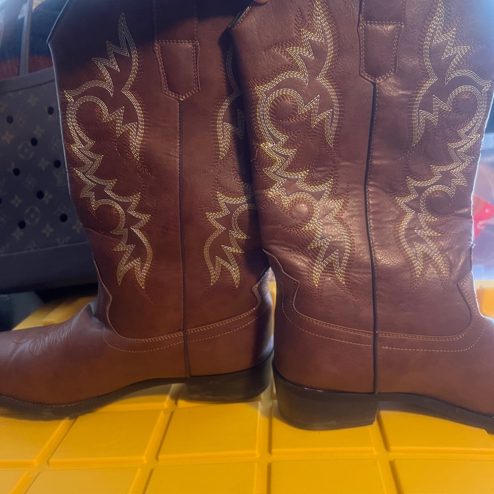 Brown Western Cowboy Boots faux leather - Picture 3 of 5